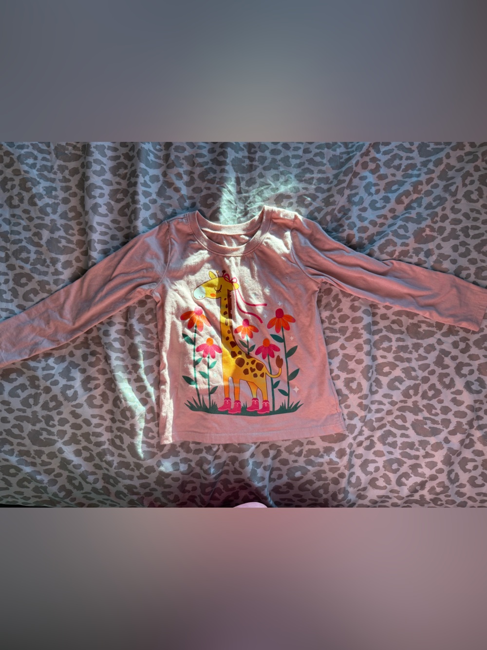 The Children's Place Pink Long-Sleeve Tee with Giraffe & Flowers
